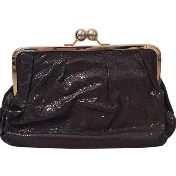 Vintage Y2K Gray Patent Leather Clutch GoldenBleu Mercedes Snap Closure EUC - Picture 7 of 7